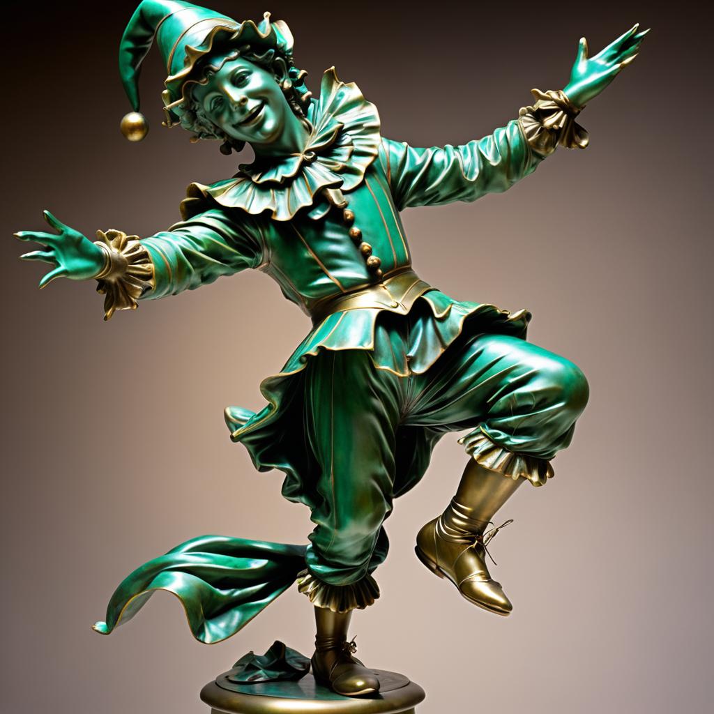 Whimsical Jester Bronze Patina Portrait