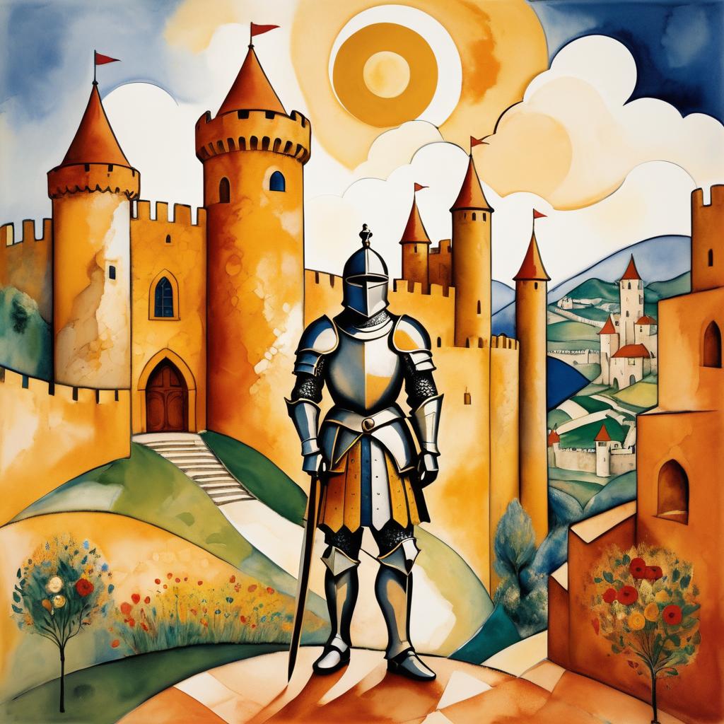 Knight in Chagall's Terracotta Fantasy