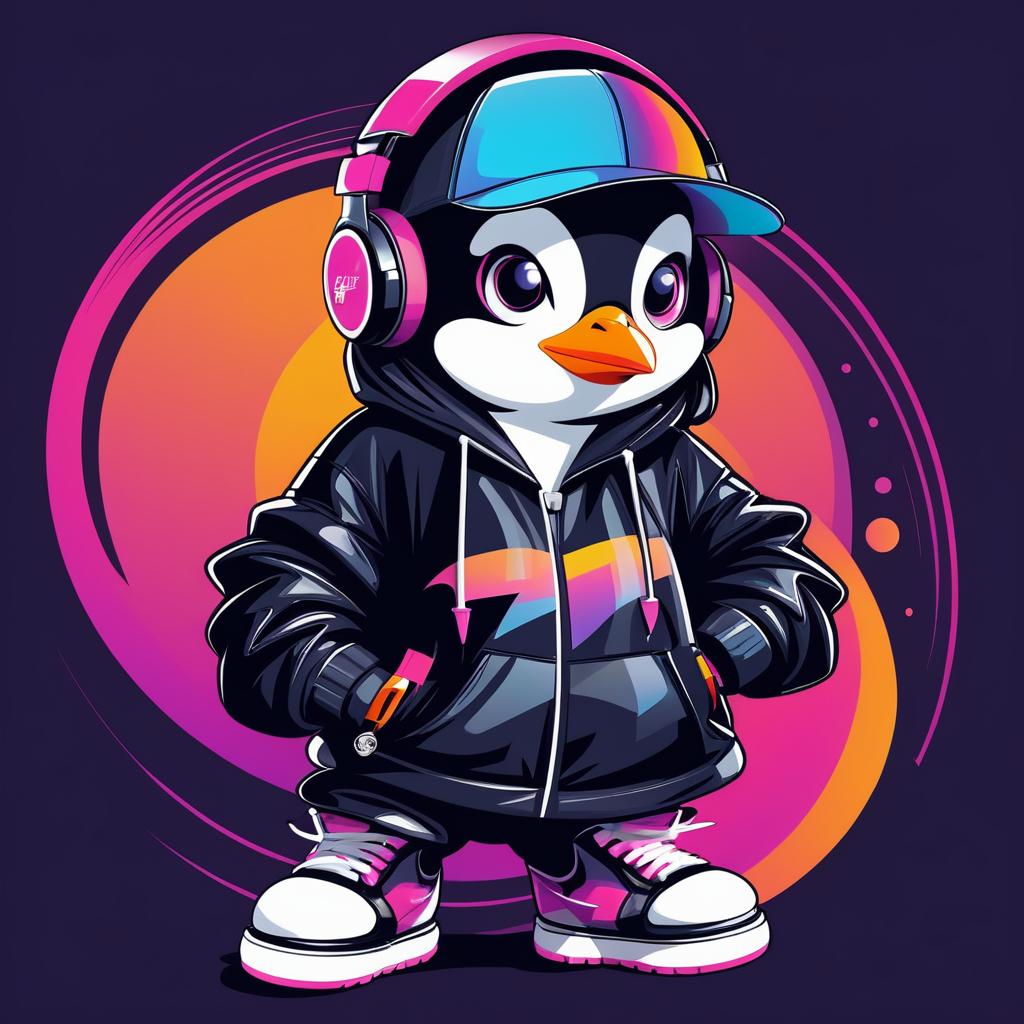 Radical Hip-Hop Penguin Character Illustration