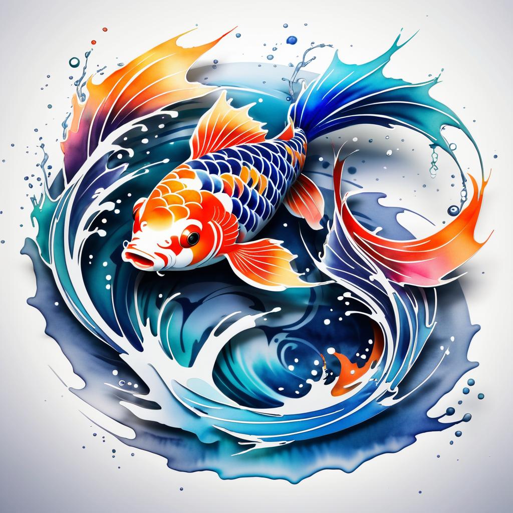 Dynamic Japanese Koi Fish Tattoo Design