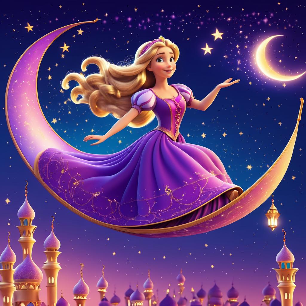 Whimsical Princess on Magic Carpet Adventure