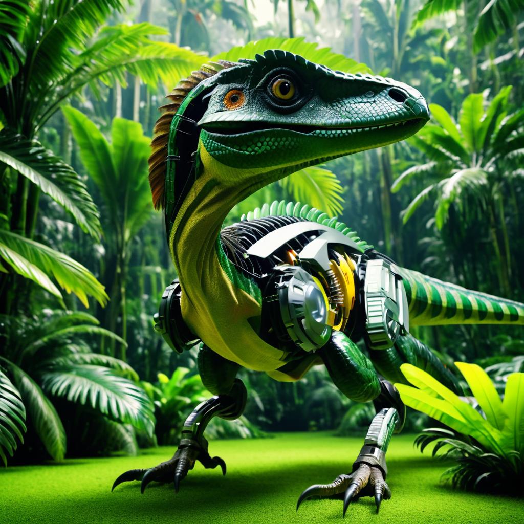 Enhanced Velociraptor in Lush Rainforest