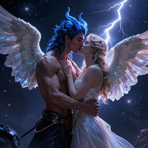 Celestial Embrace of Angel and Devil