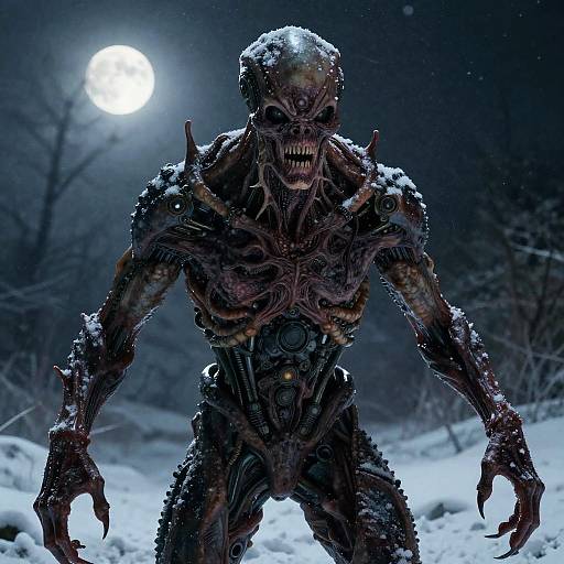 Grotesque Alien Transformation in Snow