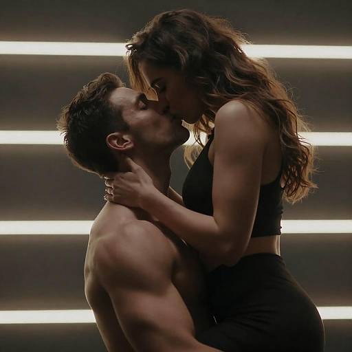 Passionate Kiss Between Fit Couple