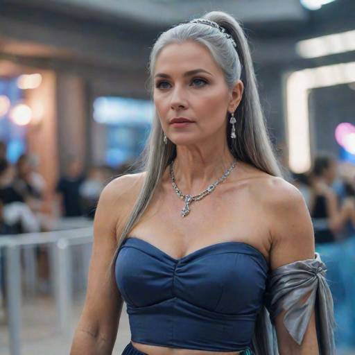 Elegant Girl with Gray Hair and Jewelry