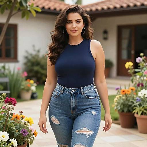 Curvy Woman in Chic Garden Style
