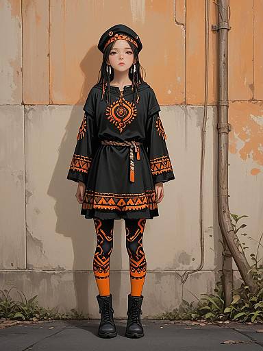 Woman in Tribal Print Urban Outfit