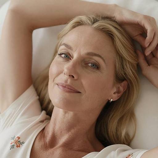 Relaxed Close-Up of a Middle-Aged Woman