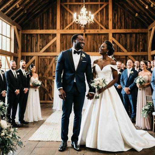Joyful Black Couple at Wedding Ceremony