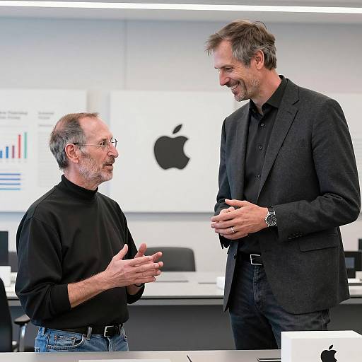 Businessmen Conversing in Apple Office