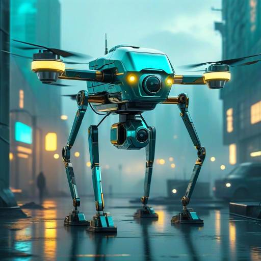 Futuristic Drone Machine in Urban Mist