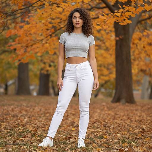 Autumn Park Woman in Casual Outfit