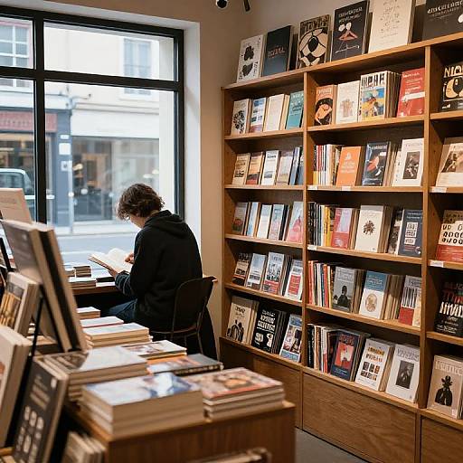 Cozy Bookstore Scene with Reader