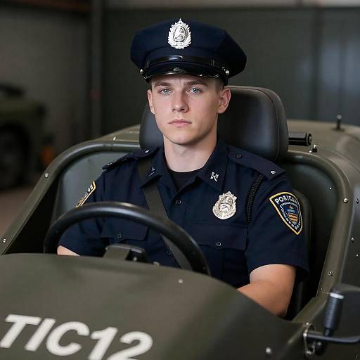 Young Man in Military Cockpit Photo