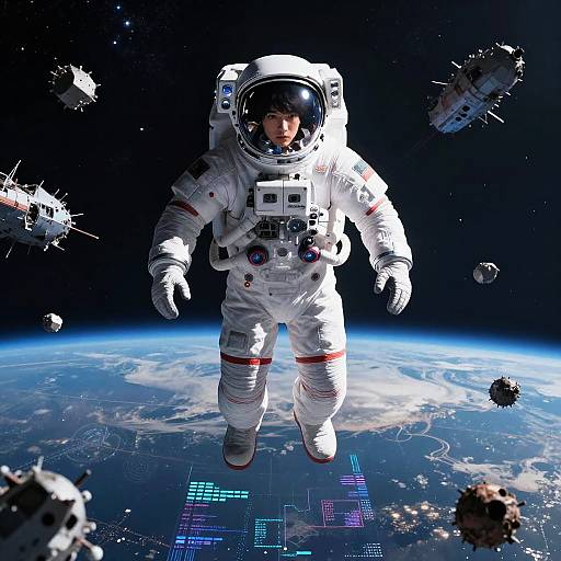 Cinematic Space Adventure: Japanese Astronaut