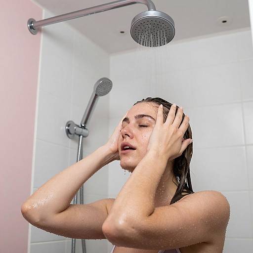 Serene Nude Woman in Shower