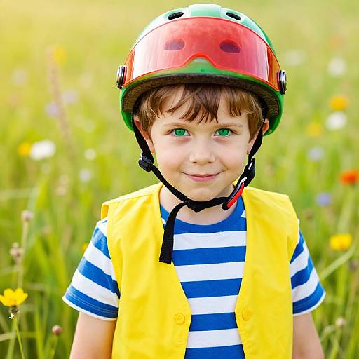 Energetic Boy in Vibrant Meadow