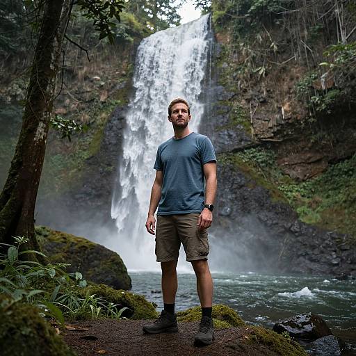 Confident Man in Lush Forest
