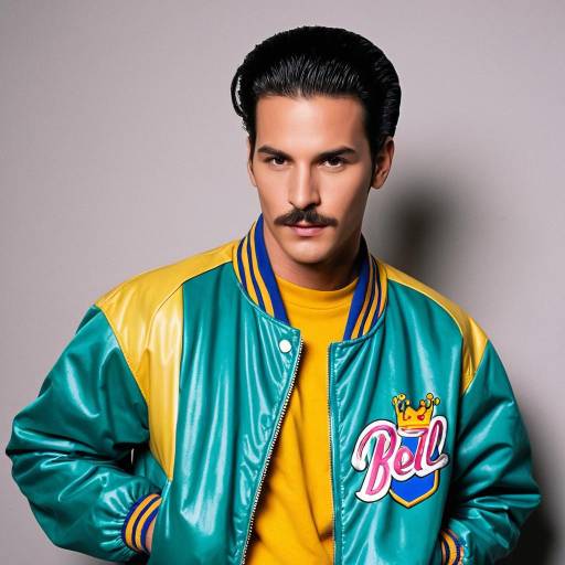 Man in 80s Style Sports Jacket with Mustache