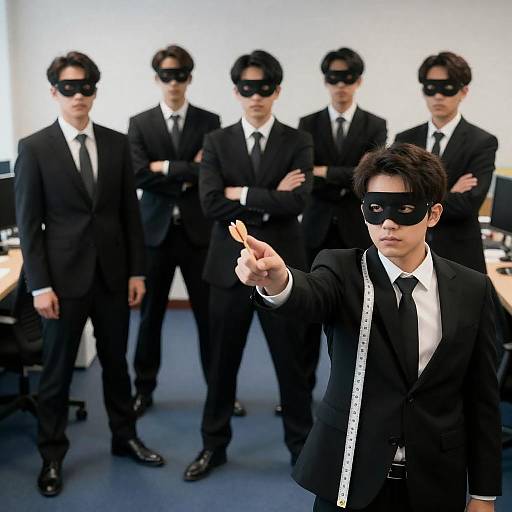 Mysterious Office Gathering of Masked Men