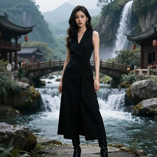 Photorealistic Mountain Settlement Scene