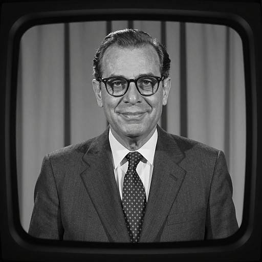 Black-and-White TV Portrait of Middle-Aged Man