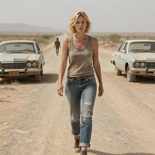 Confident Woman in Post-Apocalyptic Desert