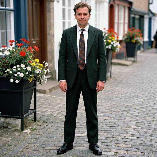 Confident Man in Stylish Green Suit
