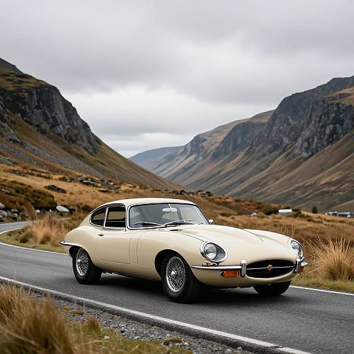 Classic Jaguar E-Type on Mountain Road