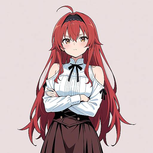 Red-Haired Girl with Shoulder Cutout