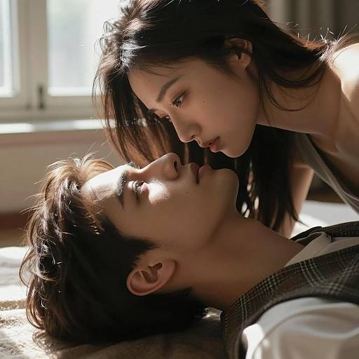 Intense Moment: Man and Woman in Sunlight