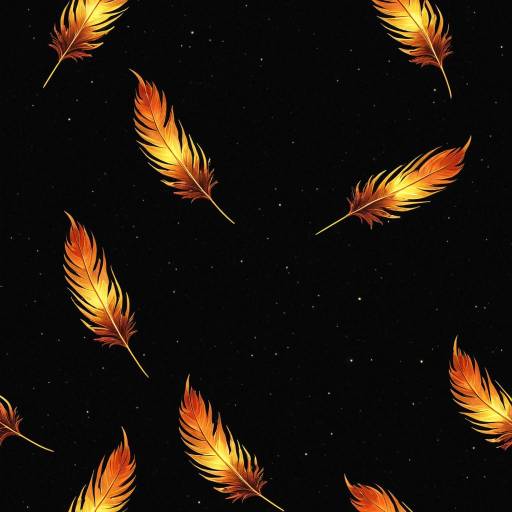 Unique Glowing Phoenix Feathers on Black Background