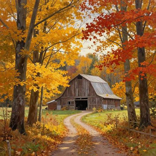 Autumn Countryside with Rustic Barn