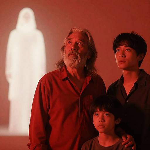 Mysterious Portrait of Men and Boy