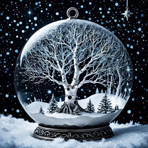 Snowy Birch Tree Inside Glass Christmas Ornament