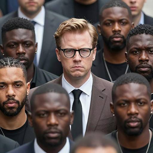 Diverse Crowd Portrait with Focused Man