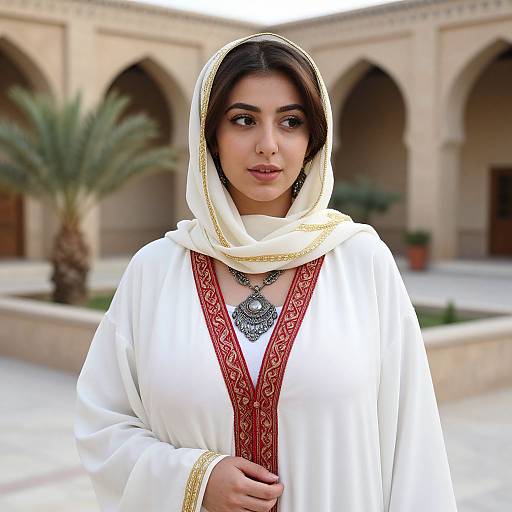 Realistic Portrait of Arab Woman in Medieval Clothing
