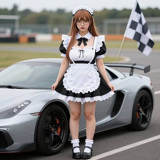 Realistic Victorian Maid at Race Track