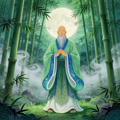 Mythical Tortoise Sage in Bamboo Forest