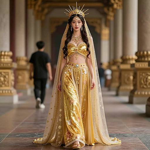 Regal Glitter Goddess Costume Portrait