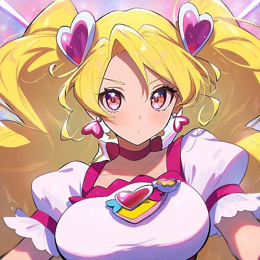 Illustration of Cure peach, precure in the style of Nullma