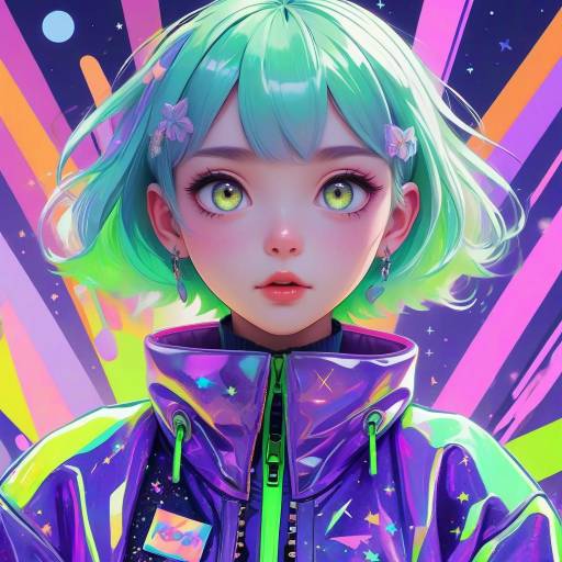 Vibrant Anime Portrait with Kaleidoscope Eyes