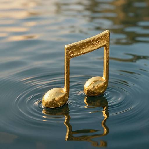 Golden Musical Notes on Water