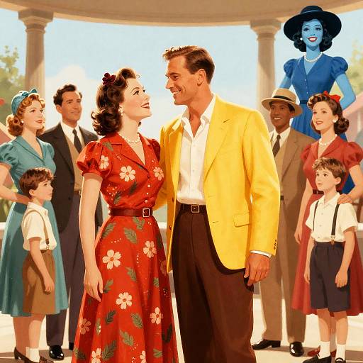 Vibrant 1930s Movie Poster Illustration