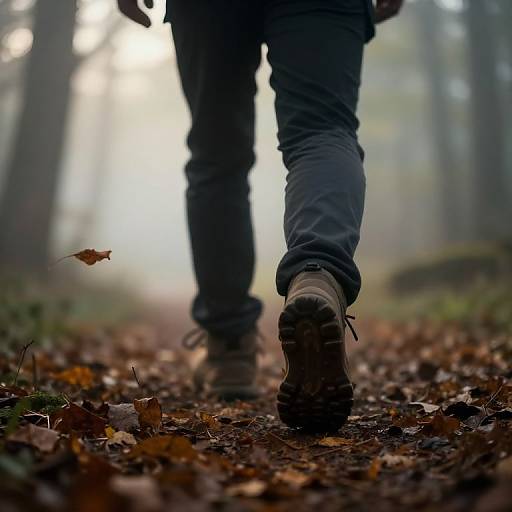 Misty Forest Hiker at Dawn