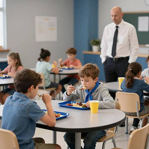 School Cafeteria Children Eating Lunch