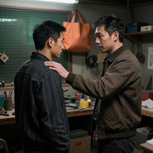 Intimate Workshop Moment Between Two Men