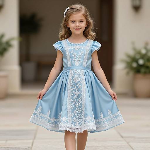 Child in Blue Roman Dress