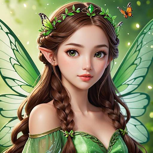 Realistic Green Fairy Portrait